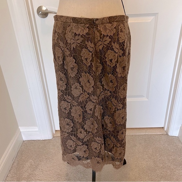 J.Crew Brown Floral Lace Pencil Skirt – Midi SZ 14 - Picture 3 of 6
